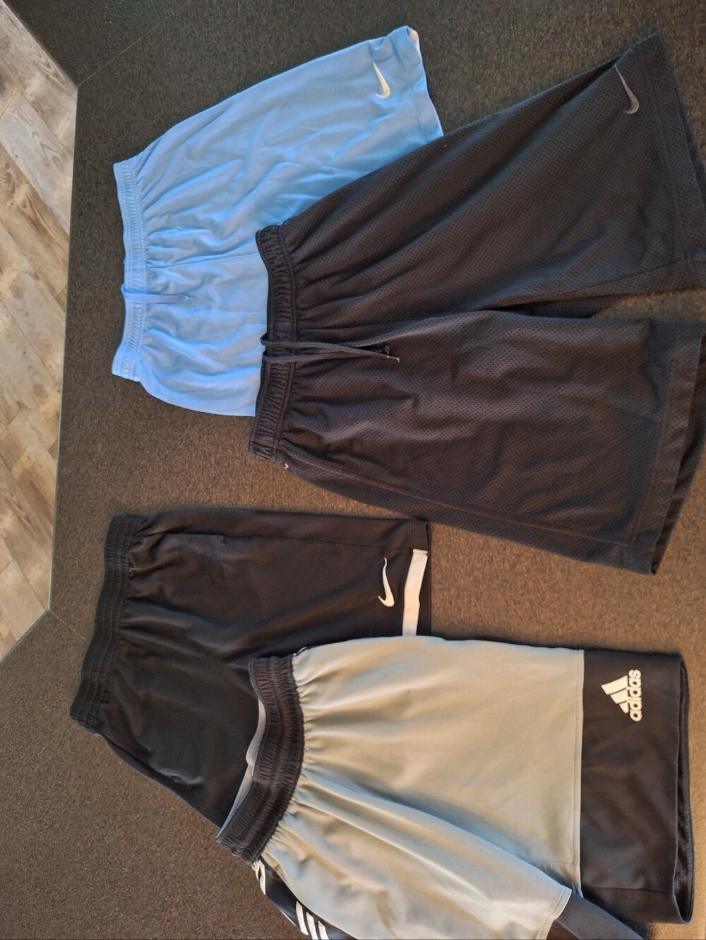 Nike Kids' Athletic Shorts Pack - Black, Light Blue, Gray